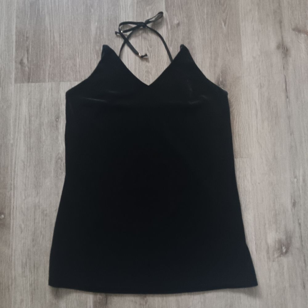 EIGHT PARIS Black Velvet Slip Dress Womens Large Open Back Tie Party Cocktail